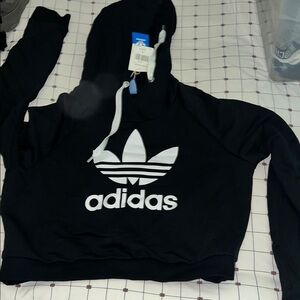 Adidas Black and White Logo Hoodie